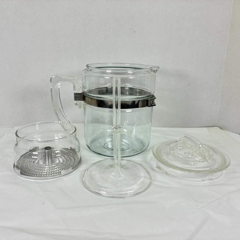 Vintage Pyrex Flameware 4 Cup Glass Coffee Percolator 7824B Stovetop Maker
